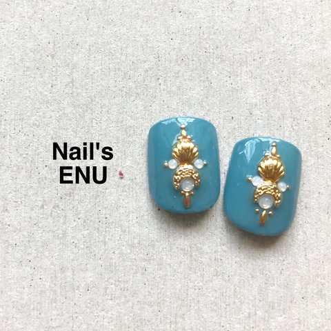 shell Blue フットネイル