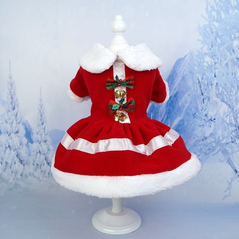 クリスマスドレス サンタ犬 サンタワンピース サンタコスチューム 赤いドレス かわいい 子犬 ホリデー スカート ペット用クリスマス衣装 パーティー ch-817