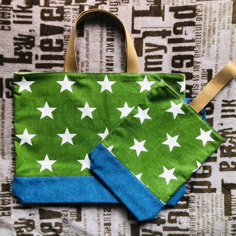 STAR×denim  レッスンバッグ&シューズケース【Green】