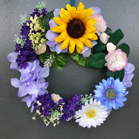 ひまわりとガーベラと紫陽花