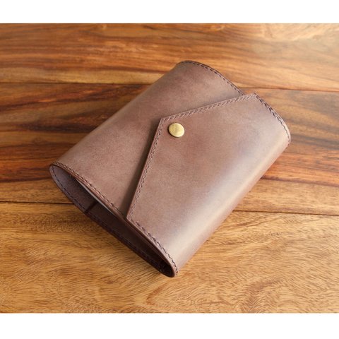 【k様オーダー品】システム手帳　ミニ6　Brown 【Flap】