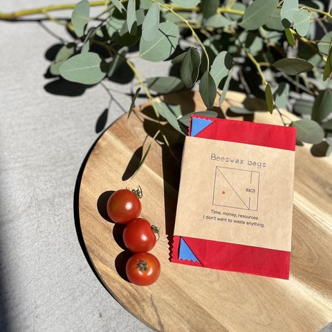 蜜蝋バッグとラップセット【Tomato】　Beeswax bag ＆ wrap Set 