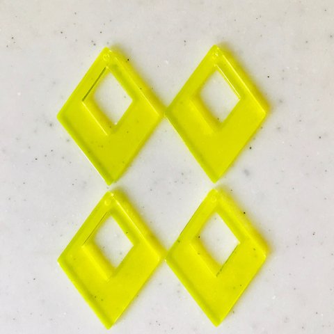 Neon Yellow Diamond Shaped Pendant Tops