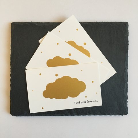 ゴールドカード　サンキューカード　メッセージカード　雲デザイン　