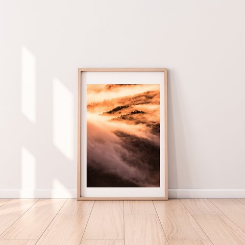 朝陽を受ける滝雲　インテリアアートポスター 088