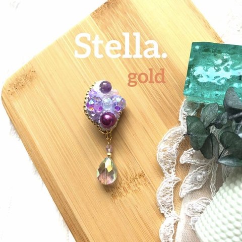 ビーズ刺繍ブローチ　Shizuku　gold