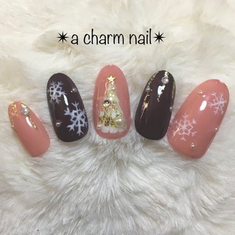 雪の結晶×クリスマスツリーの冬ネイルチップ♡