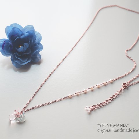 ♡Lady blue&pink♡long necklace♡