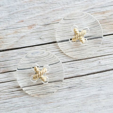 クリアデザインボタン　アクリル×メタルボタン　＃BT175　1穴 32mm　C/#G　　＊＊2個セット＊＊ 