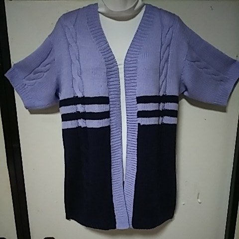 ㉕手編みセーター　手編みカーディガン　ニット　半袖　手編み