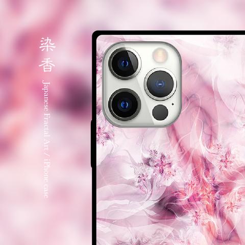 染香 - 和風 四角型 強化ガラス iPhoneケース【iPhone15/15Pro/15ProMax/15Plusも対応可能】