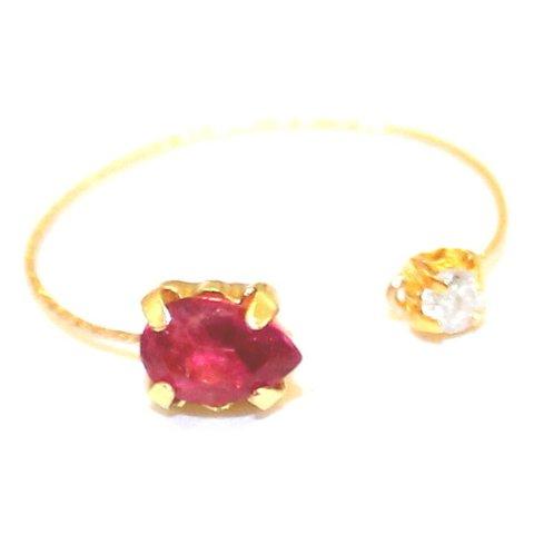 sale! k18 gold ~ diamond & 桜 rubellite (pink tourmaline) ~フォークリング