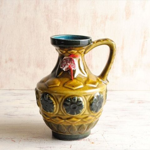 西ドイツ製 ヴィンテージ Bay Keramik 陶器の花瓶 花器 一輪挿し ミッドセンチュリー期 フラワーベース アンティーク_ig3611