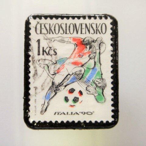チェコスロバキア　切手ブローチ2040