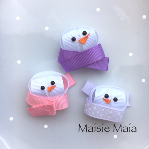 雪だるまが寒そう❄️ヘアクリップor ブローチ