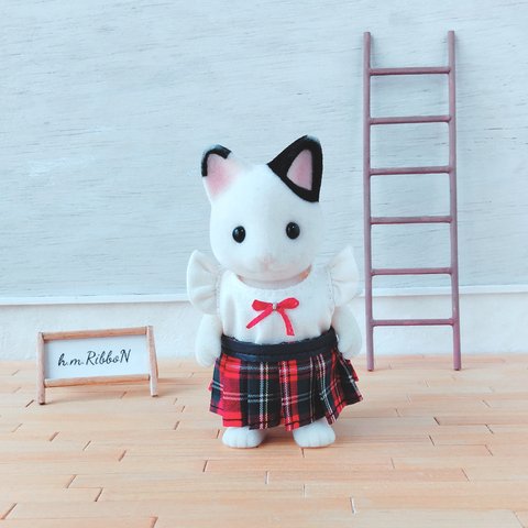 タータンチェックの制服 上下セット おかあさんsize