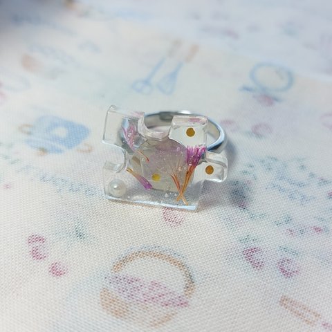 押し花のパズルリング💍*。