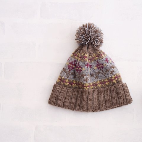 【手編みキット】花模様のニット帽