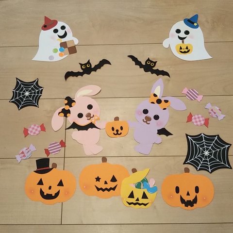 43.保育壁面 ウサギの森のハロウィン