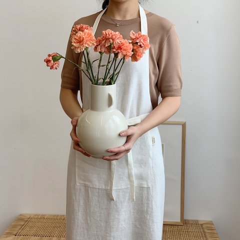 Linen apron(ivory)