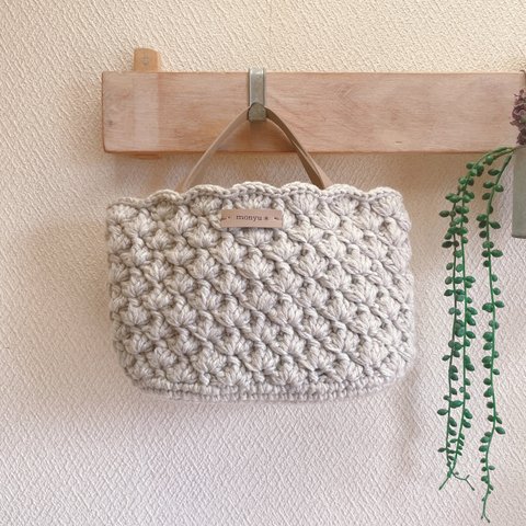 かわり松編みのニットバッグ