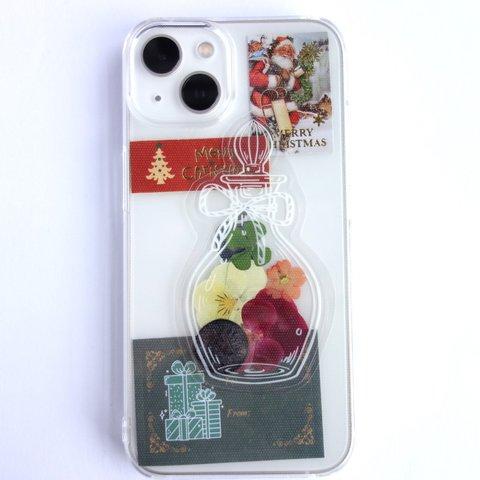 全機種対応　スマホステッカー　スマホケース押し花インナーシート☆クリスマススペシャル☆４点セット　157