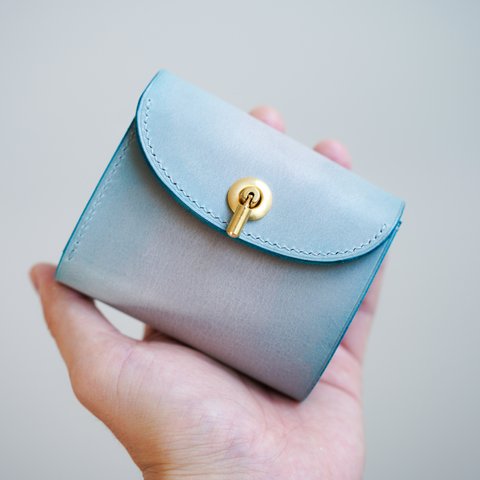 flap mini wallet [ skyblue & gray gradation ] オコシ金具 ver.