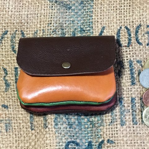 小さな革の財布/可愛いミニ財布/mini-cam-gr-cho