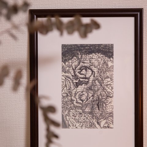 「Flower」 A4 プリント ポスター コラージュ モノクロ　アート  
