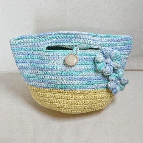テンションUPUPpart5🙉花のモチーフ付き編みバッグ