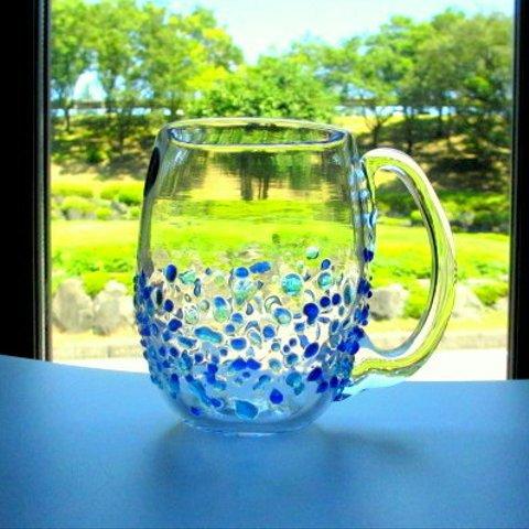 琉球ガラス つぶつぶジョッキグラス＊ブルー