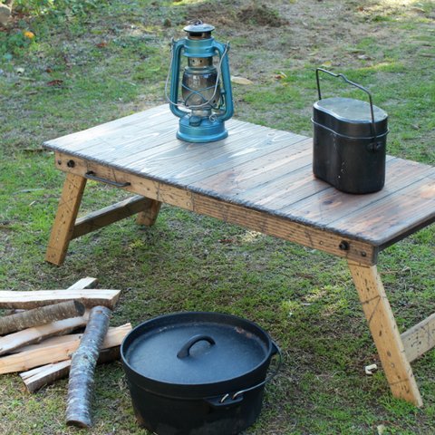 折りたたみ式テーブルラック40　アンティーク風ダメージ　エイジング　キャンプ　アウトドア　camp outdoor