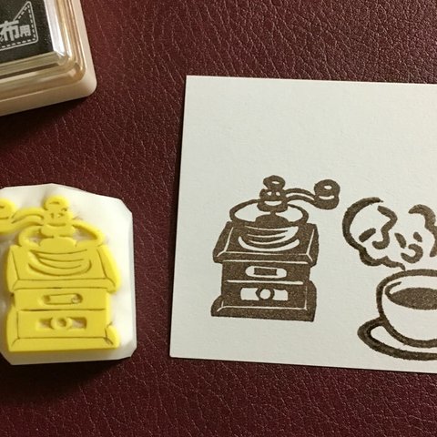 珈琲ミルの消しゴムはんこ（持ち手つき）【コーヒーシリーズ3】