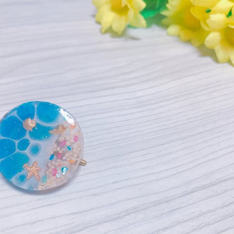 水面 レジン ヘアアクセサリー ポニーフック♪