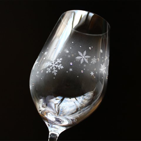 【ダイヤモンドダスト】結晶モチーフのワイングラス　★名入れ加工対応品（有料）