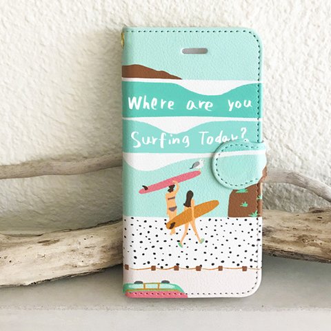 【カメラホール付】iPhone/Android サーフガール★Where Are You Surfing Today? スマホケース