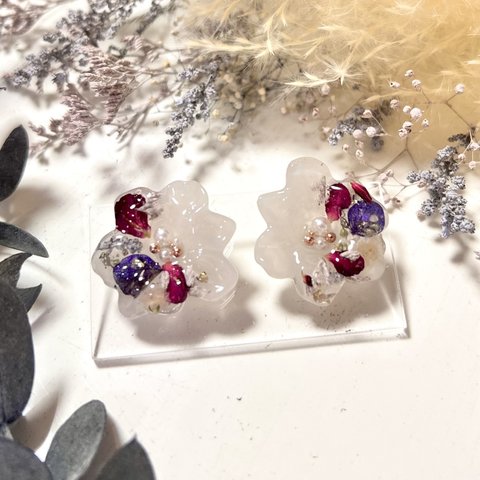  fleurs les bijoux アジサイ バラ かすみ草 ピアス