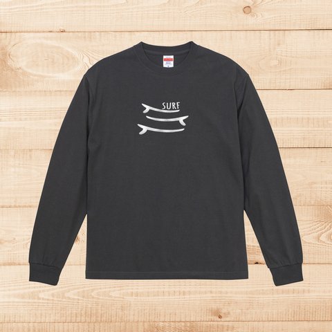 ハワイアンデザインロンT 長袖Tシャツ ロング袖Tシャツ サーフボードのイラスト サーフィン サーフスタイル CAL