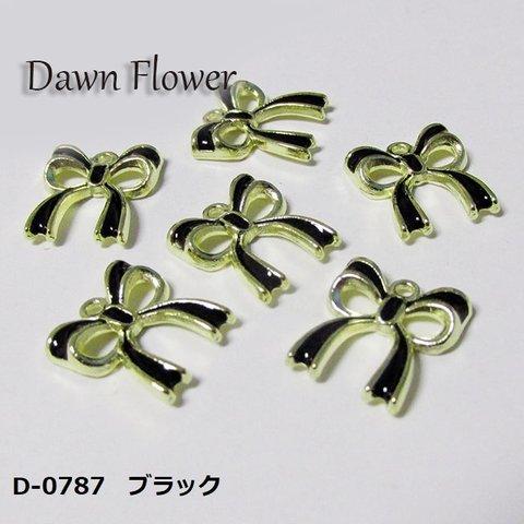 【D-0787】9pcs　りぼん　15mm　ブラック　チャーム　ハンドメイドパーツ