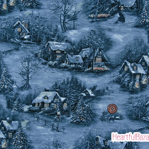 USAコットン(110×50) moda Blizzard Blues クリスマスビレッジ ナイトスカイ 生地 布