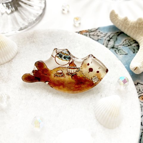 Sea otter brooch｜ラッコのブローチ〔動物シリーズ〕