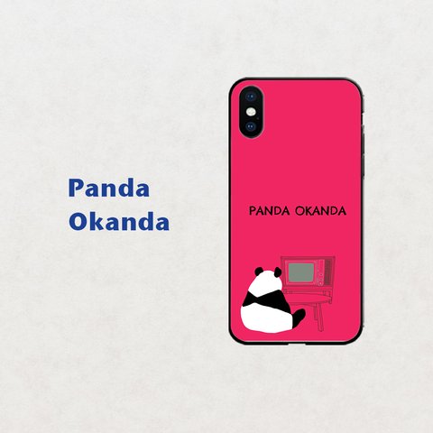 【パンダおかんだ】 昭和の哀愁　ピンク  スマホケース　iphone android ほぼ全機種対応