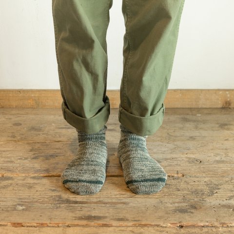 「呼吸する和紙靴下」ヘンプミックス　ミックスグリーン　Sサイズ（22cm～25cm）