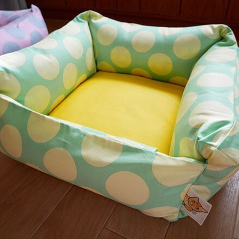 sale★ソファー猫ベッド/ドット黄色