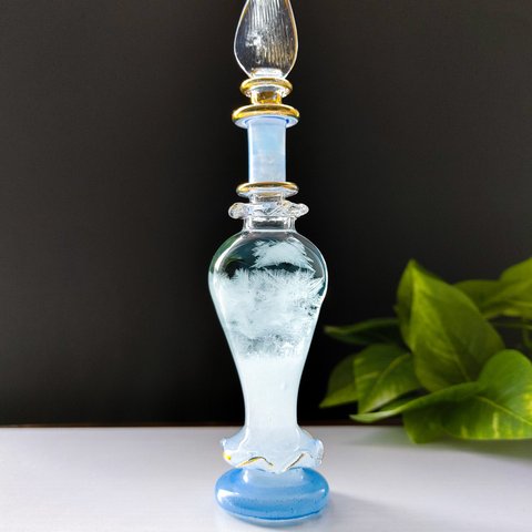 エジプト香水瓶(大)水色『エジプト香水瓶ストームグラス』『天然石入りストームグラス』エジプシャングラス　エジプトガラス