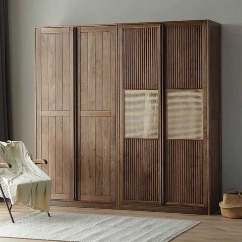 ミニチュア 家具 ワードローブ 収納 北欧クローゼット クルミ 木製 ドールハウス ドール用 1/6サイズ 1/12サイズ ブライス