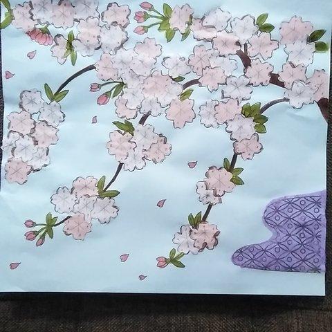 桜の貼り絵キット