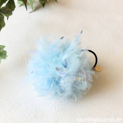 tulle  bonbonのヘアゴム(紫陽花イエローブルー)