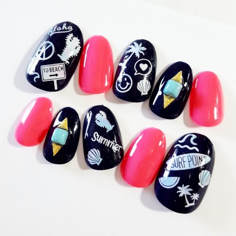 SURF NAIL Azure×Pink