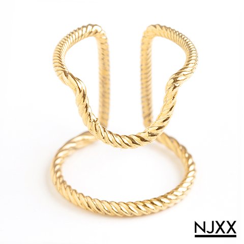 NJXX ネイルリング TYPE.2 ツイスト / K18 ゴールドコーティング シルバー925 K18GP SV NAIL RING